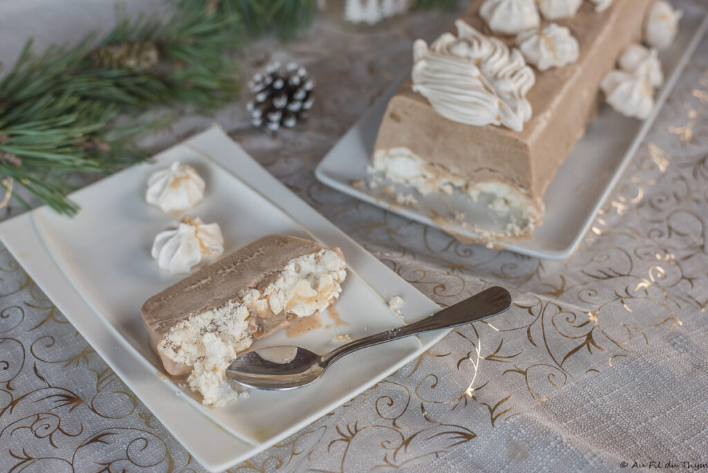 Bûche glacée marrons et meringue avec ou sans sorbetière Au Fil du Thym