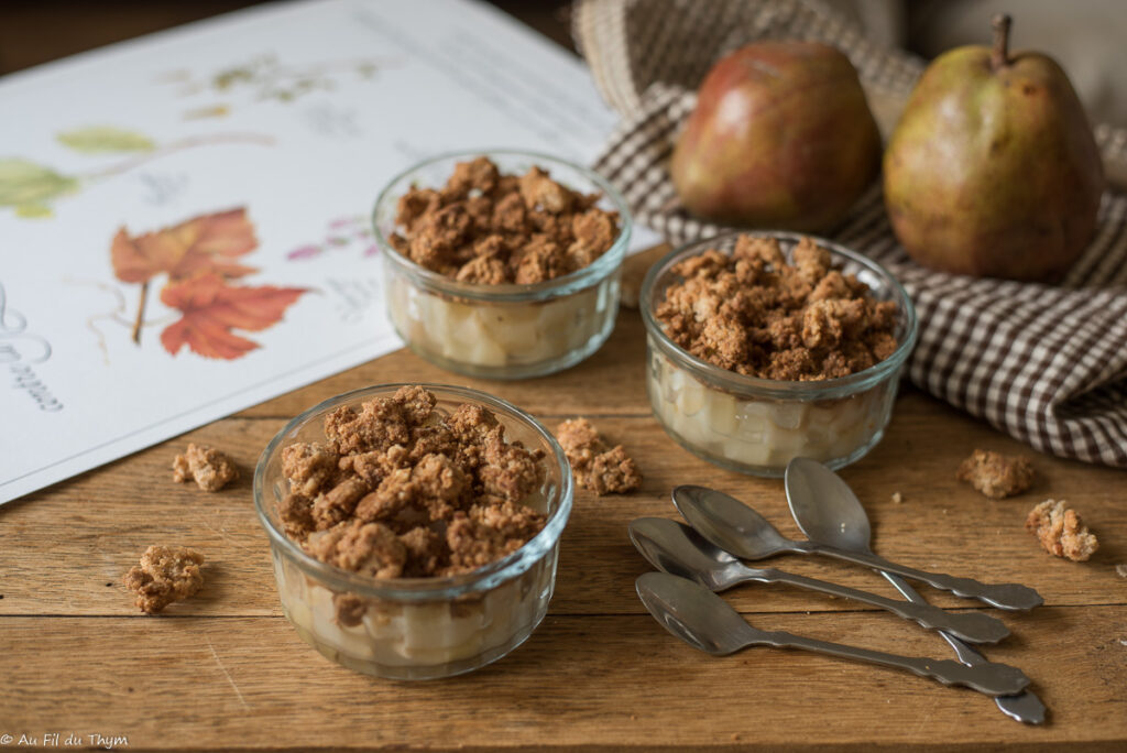 Crumble poires amandes sans beurre - Au Fil du Thym