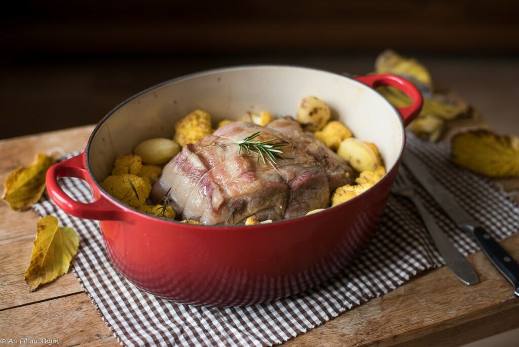 Echine de porc rôtie et chou fleur rôti au four - Au Fil du Thym