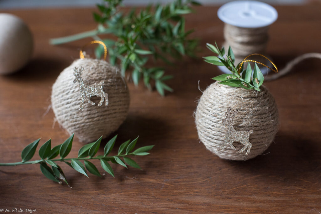 Boules noël corde nature - Au Fil du Thym