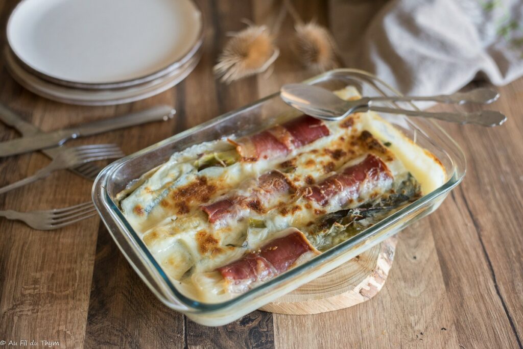 Poireaux jambon cru gratinés - Au Fil du Thym