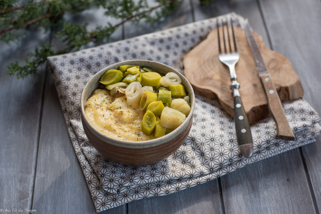 Polenta crémeuse poireaux - Au Fil du Thym