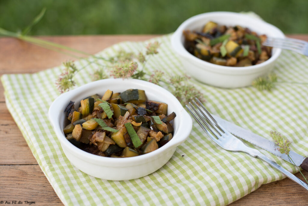 Courgettes sautées sauge et noisette - Au Fil du Thym