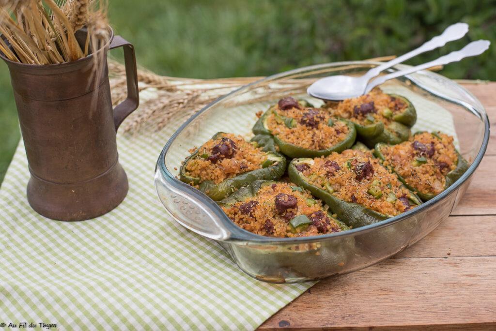 Poivrons farcis merguez et boulghour - Au Fil du Thym