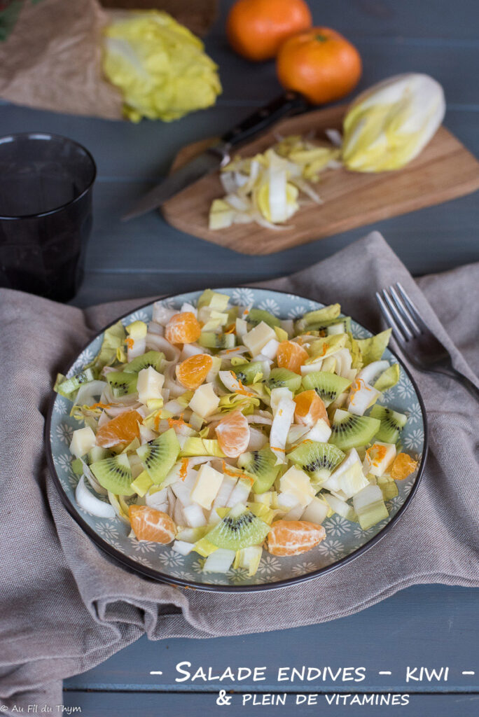 Salade endives, kiwi, clémentine, gruyère - Au Fil du Thym