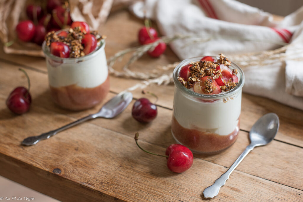 Verrines cerises fromage blanc - Au Fil du Thym