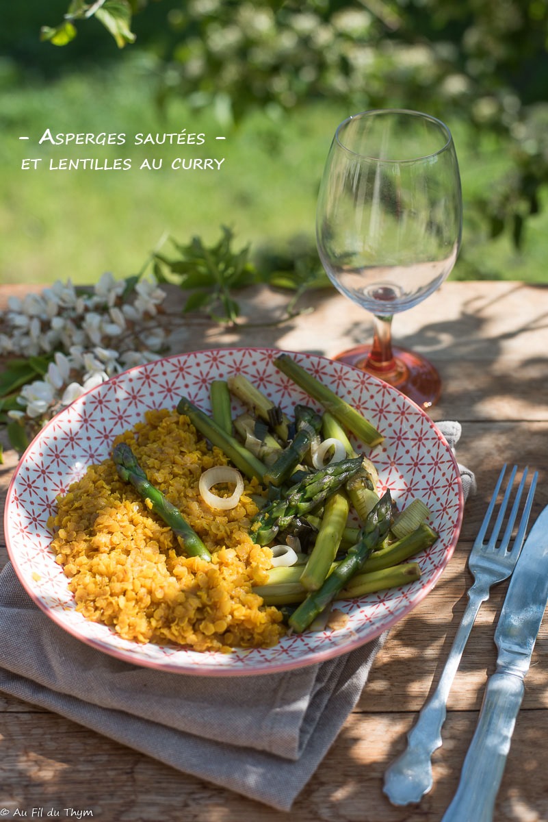 Asperges sautées et lentilles corail au curry