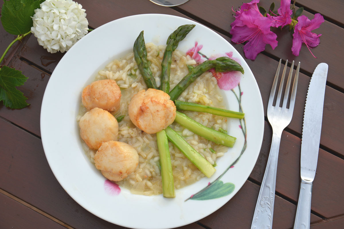 Risotto asperges et noix de Saint Jacques