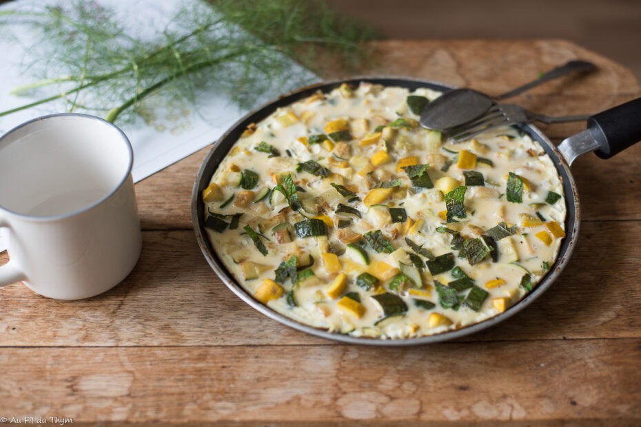 Omelette courgettes menthe