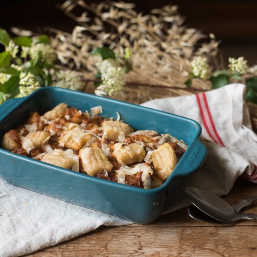 Gratin gnocchis (tomate et parmesan)