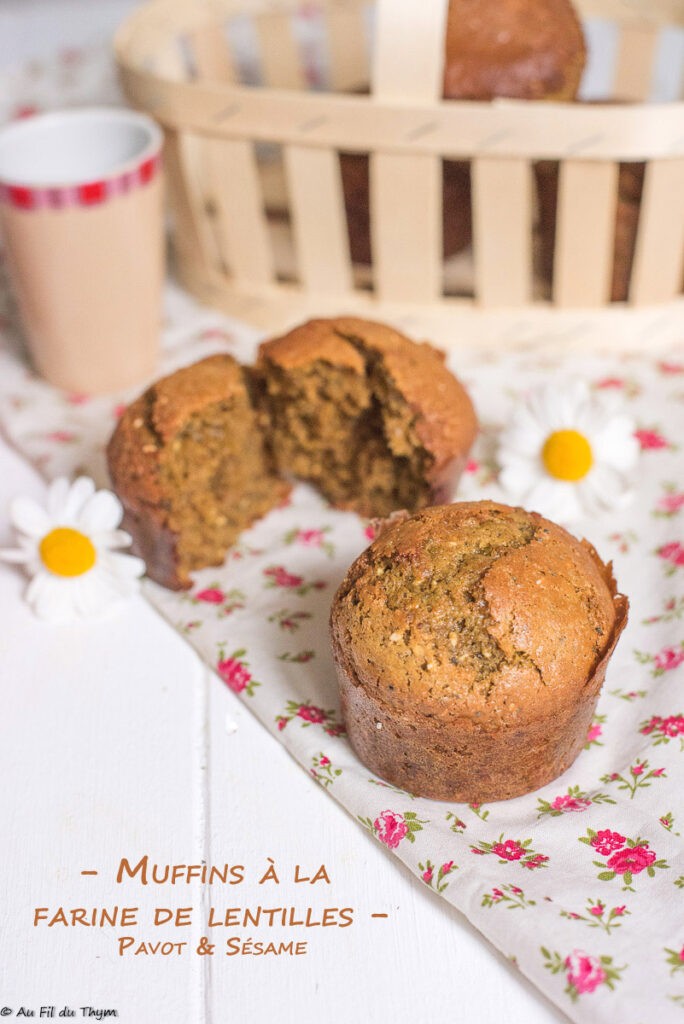 Muffins farine de lentilles pavot et sésame