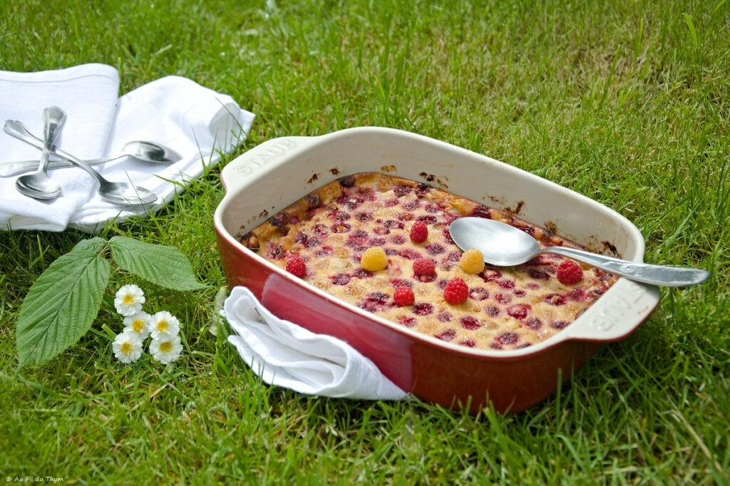 Clafoutis aux framboises, infusé au thé