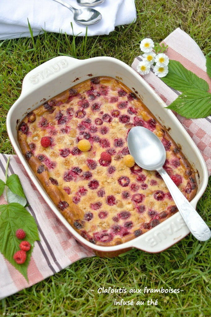 Clafoutis aux framboises, infusé au thé