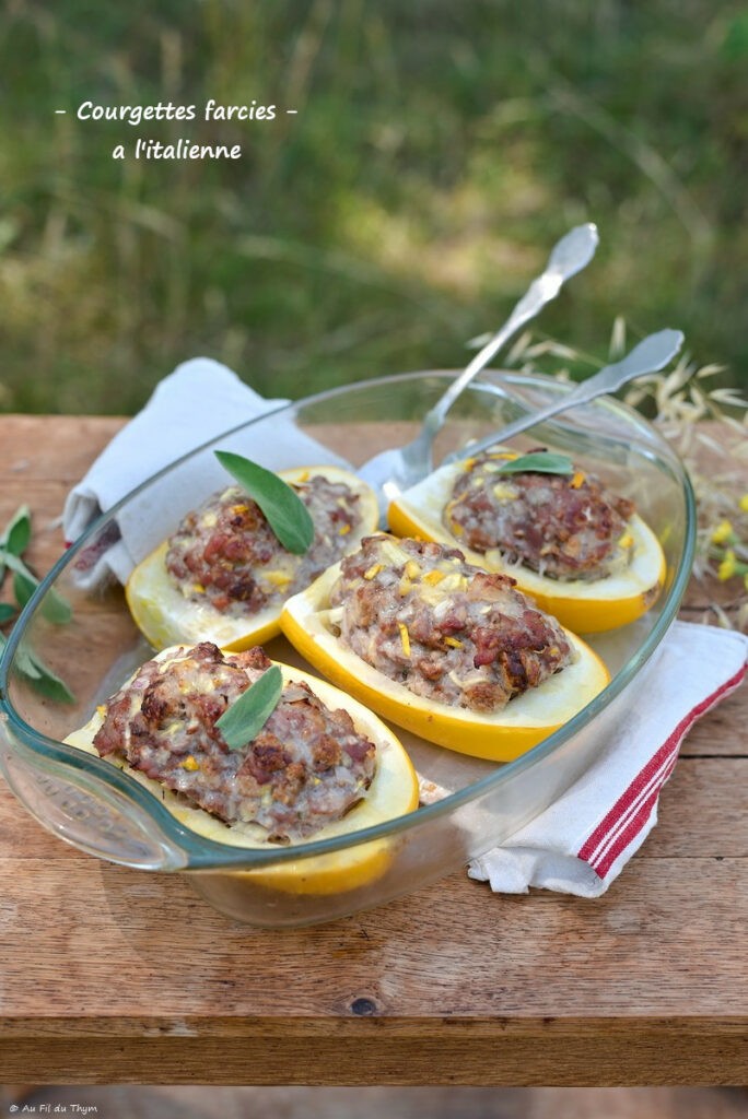 Courgettes farcies, parmesan et sauge