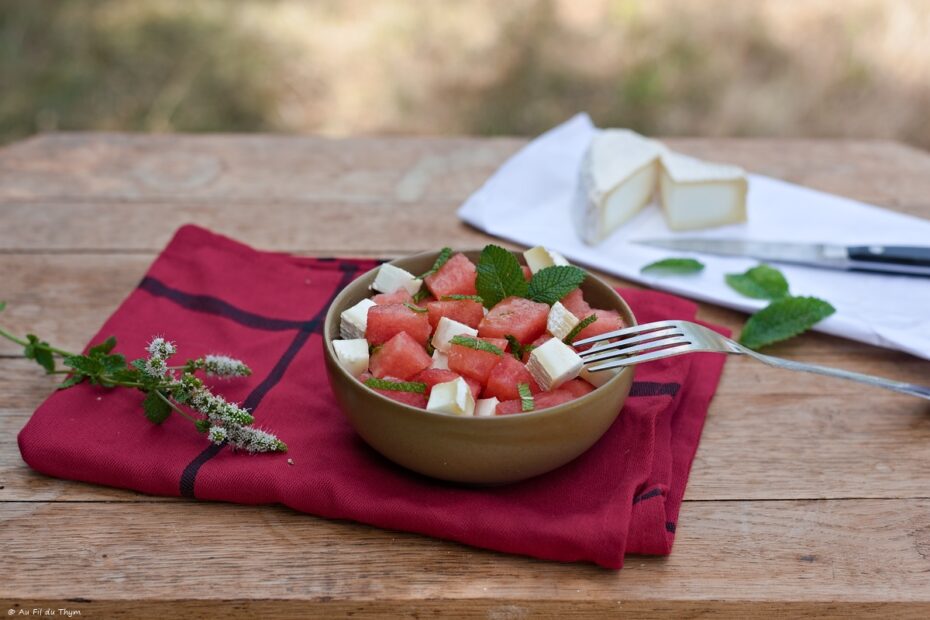 Salade pastèque chèvre menthe