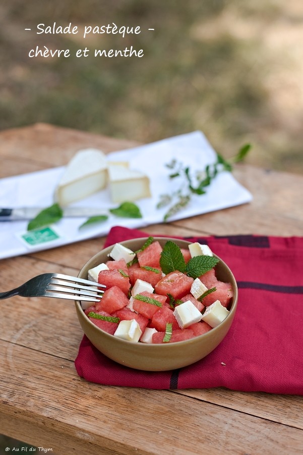 Salade pastèque chèvre menthe