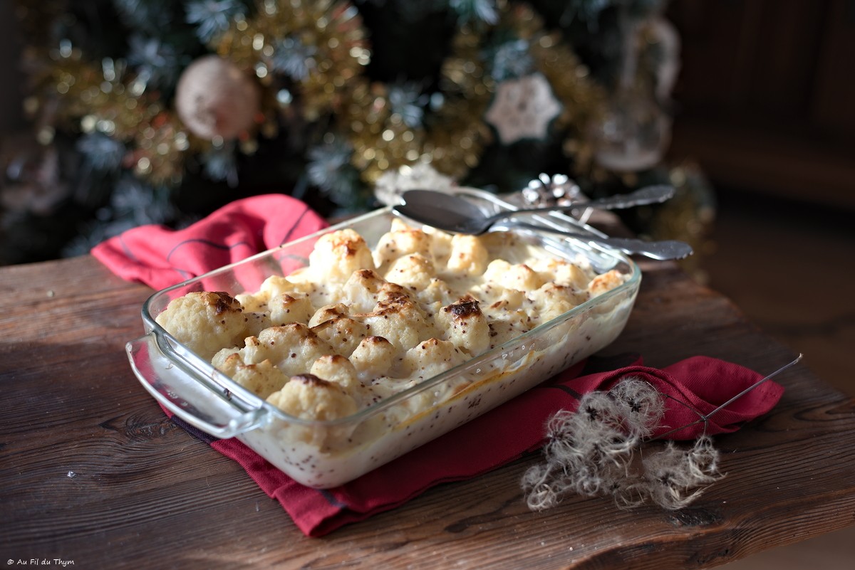 Gratin de chou fleur à la moutarde à l’ancienne