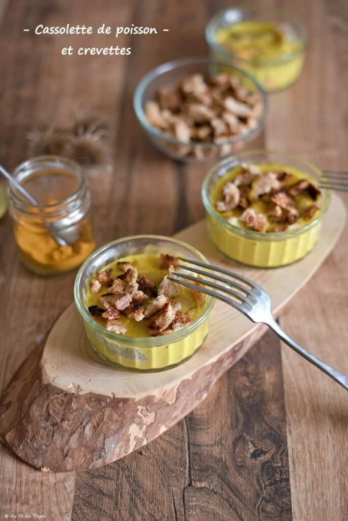 Cassolette poisson et crevettes - Au fil du Thym