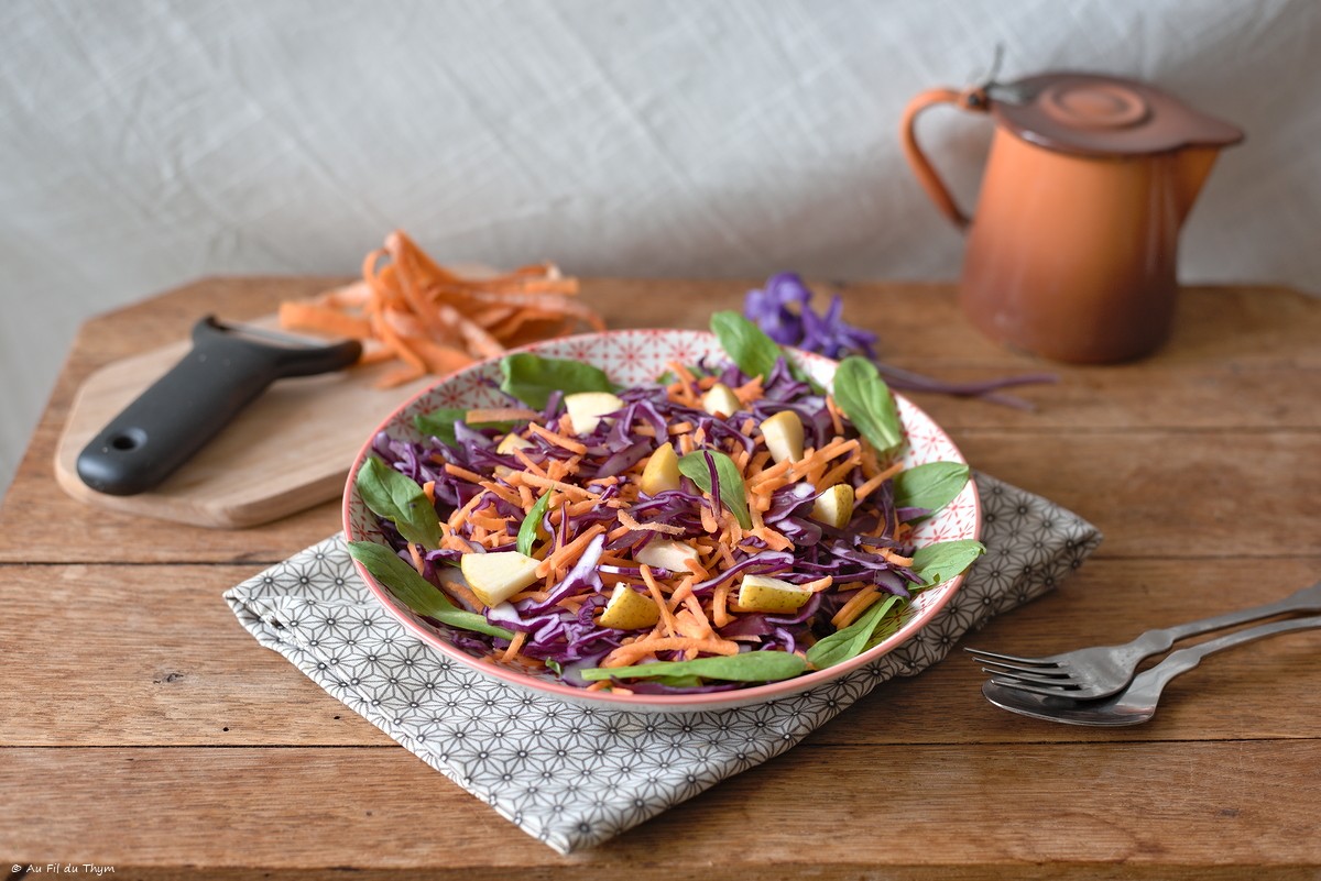 Salade de chou rouge, carotte, mâche