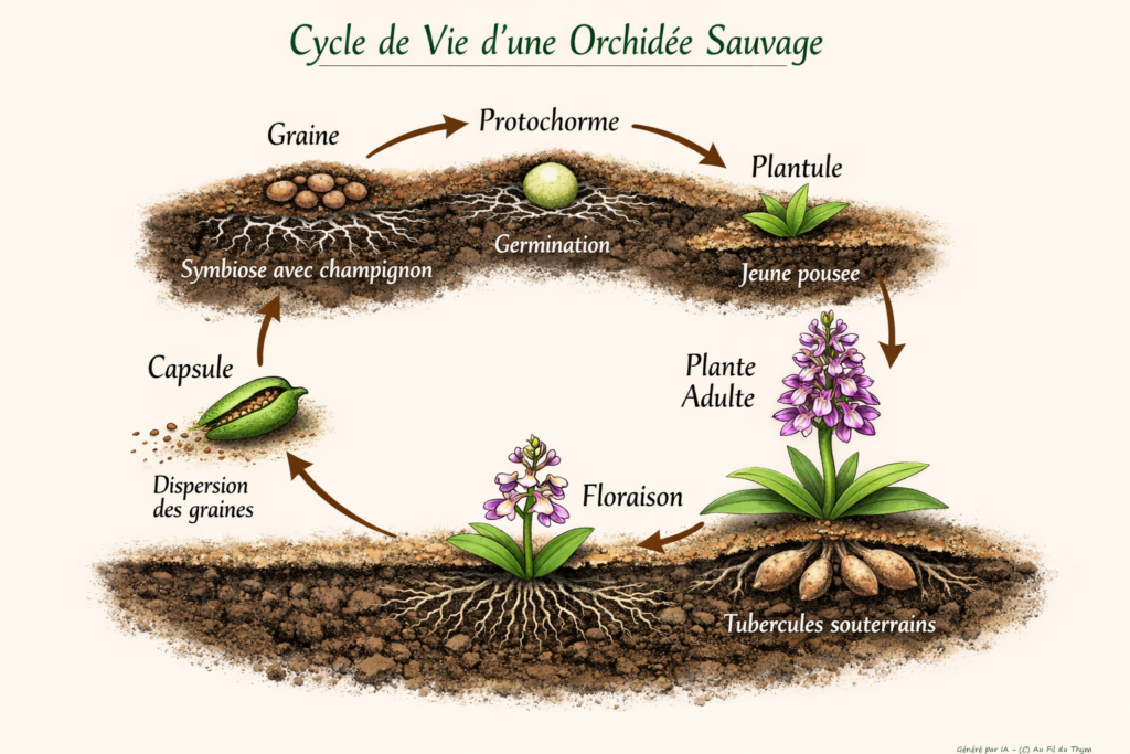 Cycle de vie d'une orchidée 